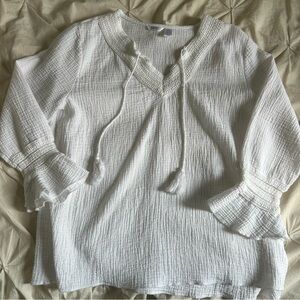 Kaktus Womens Large White Tie Front Blouse